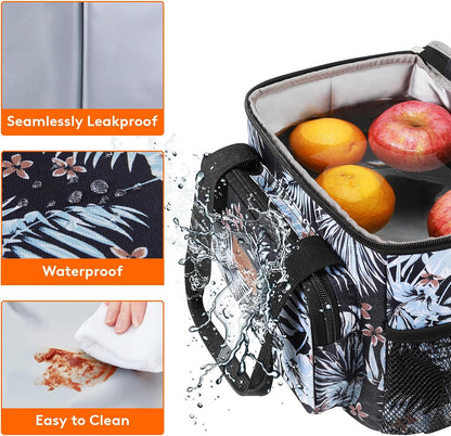 Medium Lunch Bag, Insulated Lunch Box, Soft Cooler Cooling Tote for Adult Men Women, Black 12-Can (9L)