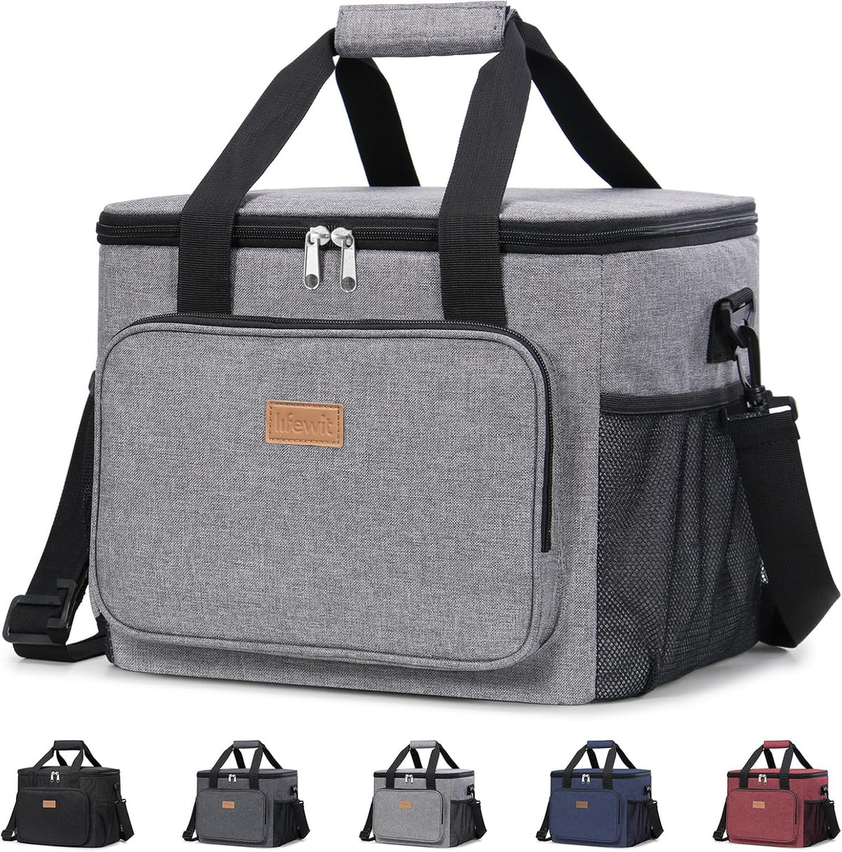 Medium Lunch Bag, Insulated Lunch Box, Soft Cooler Cooling Tote for Adult Men Women, Black 12-Can (9L)