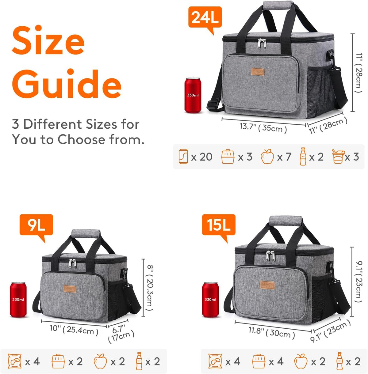 Medium Lunch Bag, Insulated Lunch Box, Soft Cooler Cooling Tote for Adult Men Women, Black 12-Can (9L)