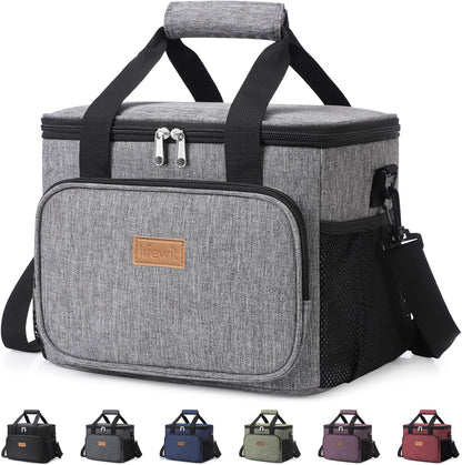 Medium Lunch Bag, Insulated Lunch Box, Soft Cooler Cooling Tote for Adult Men Women, Black 12-Can (9L)