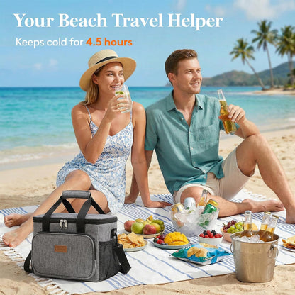 Medium Lunch Bag, Insulated Lunch Box, Soft Cooler Cooling Tote for Adult Men Women, Black 12-Can (9L)