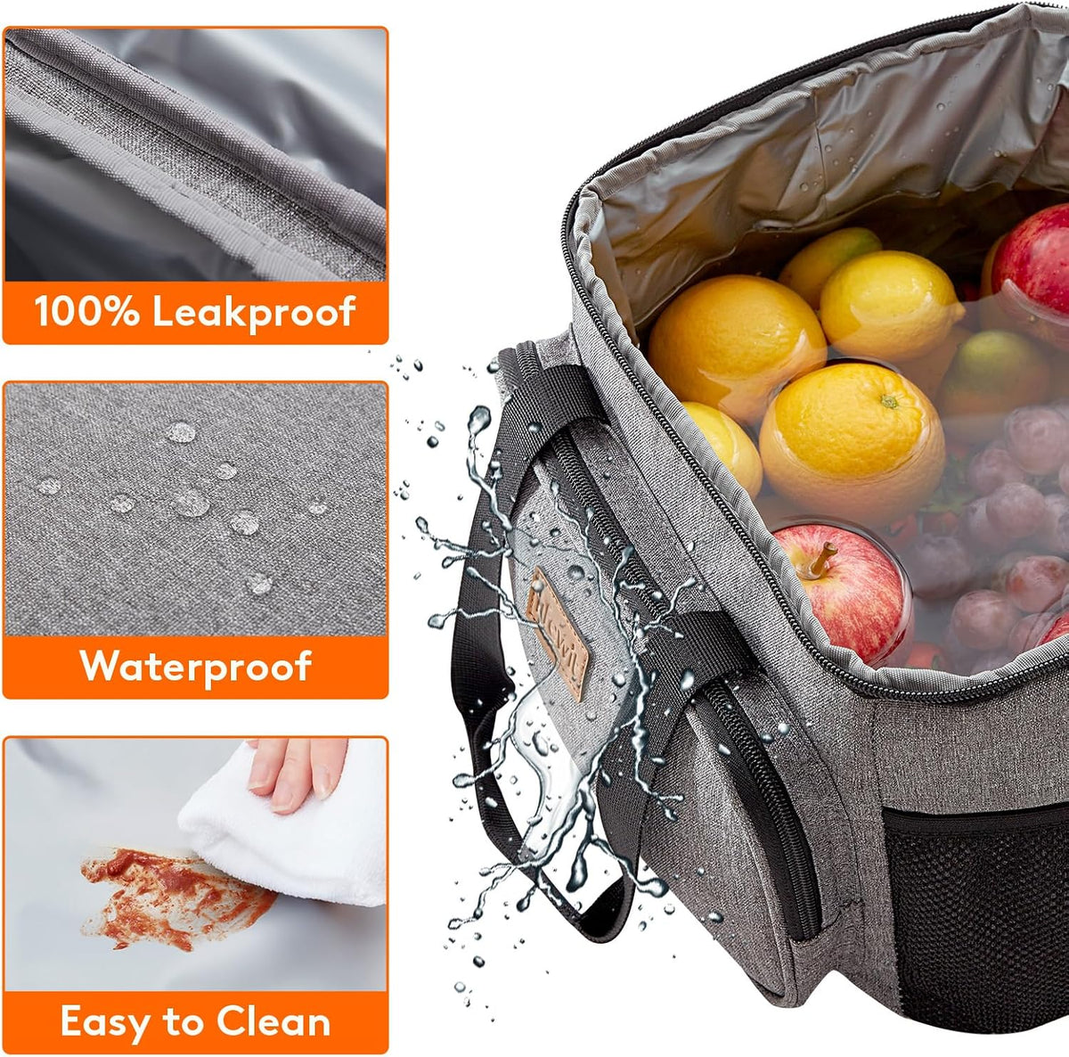 Medium Lunch Bag, Insulated Lunch Box, Soft Cooler Cooling Tote for Adult Men Women, Black 12-Can (9L)