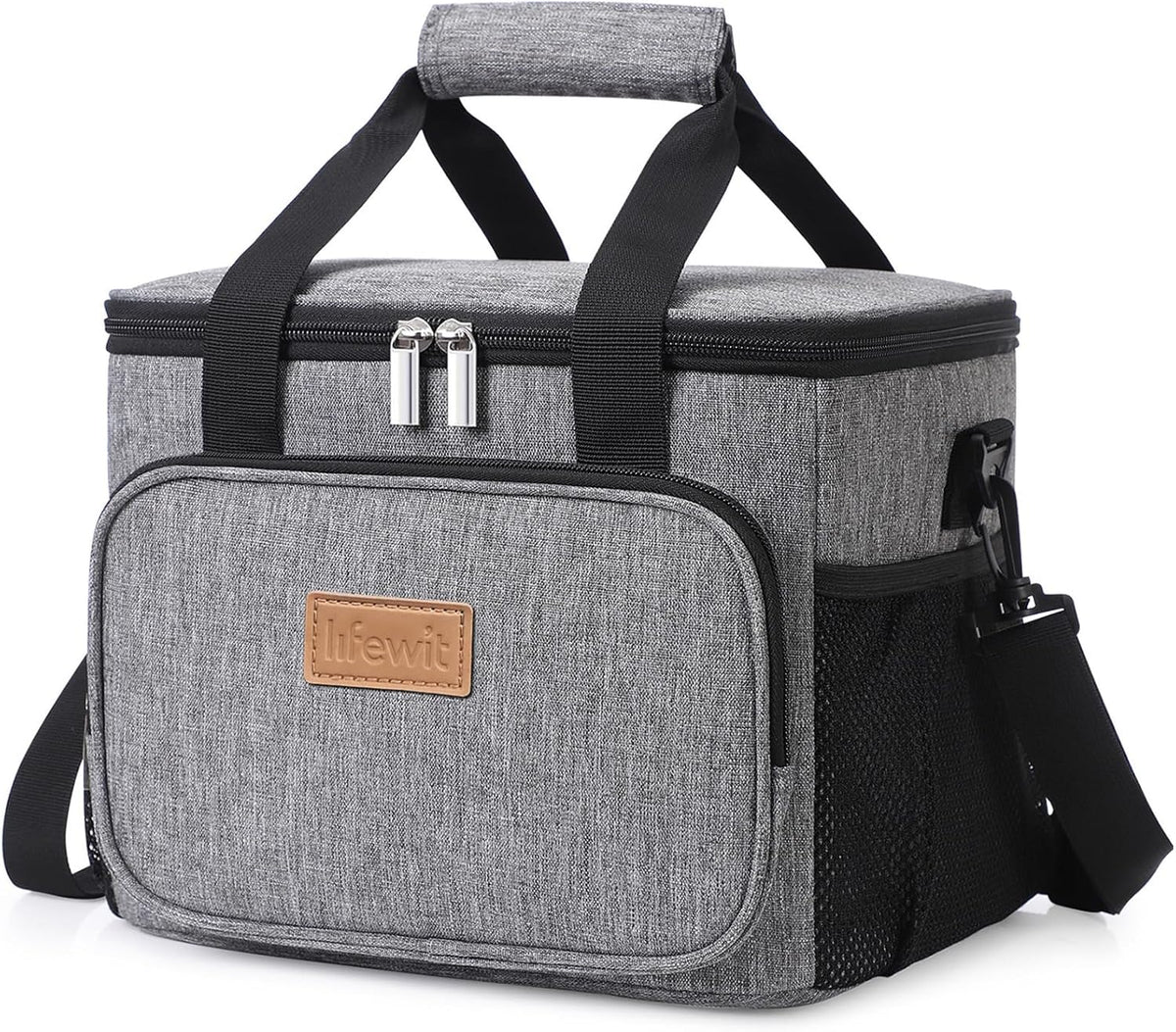 Medium Lunch Bag, Insulated Lunch Box, Soft Cooler Cooling Tote for Adult Men Women, Black 12-Can (9L)