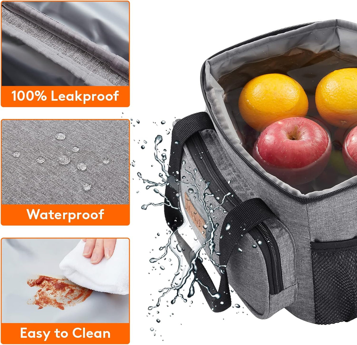 Medium Lunch Bag, Insulated Lunch Box, Soft Cooler Cooling Tote for Adult Men Women, Black 12-Can (9L)