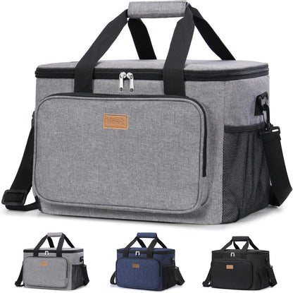 Medium Lunch Bag, Insulated Lunch Box, Soft Cooler Cooling Tote for Adult Men Women, Black 12-Can (9L)