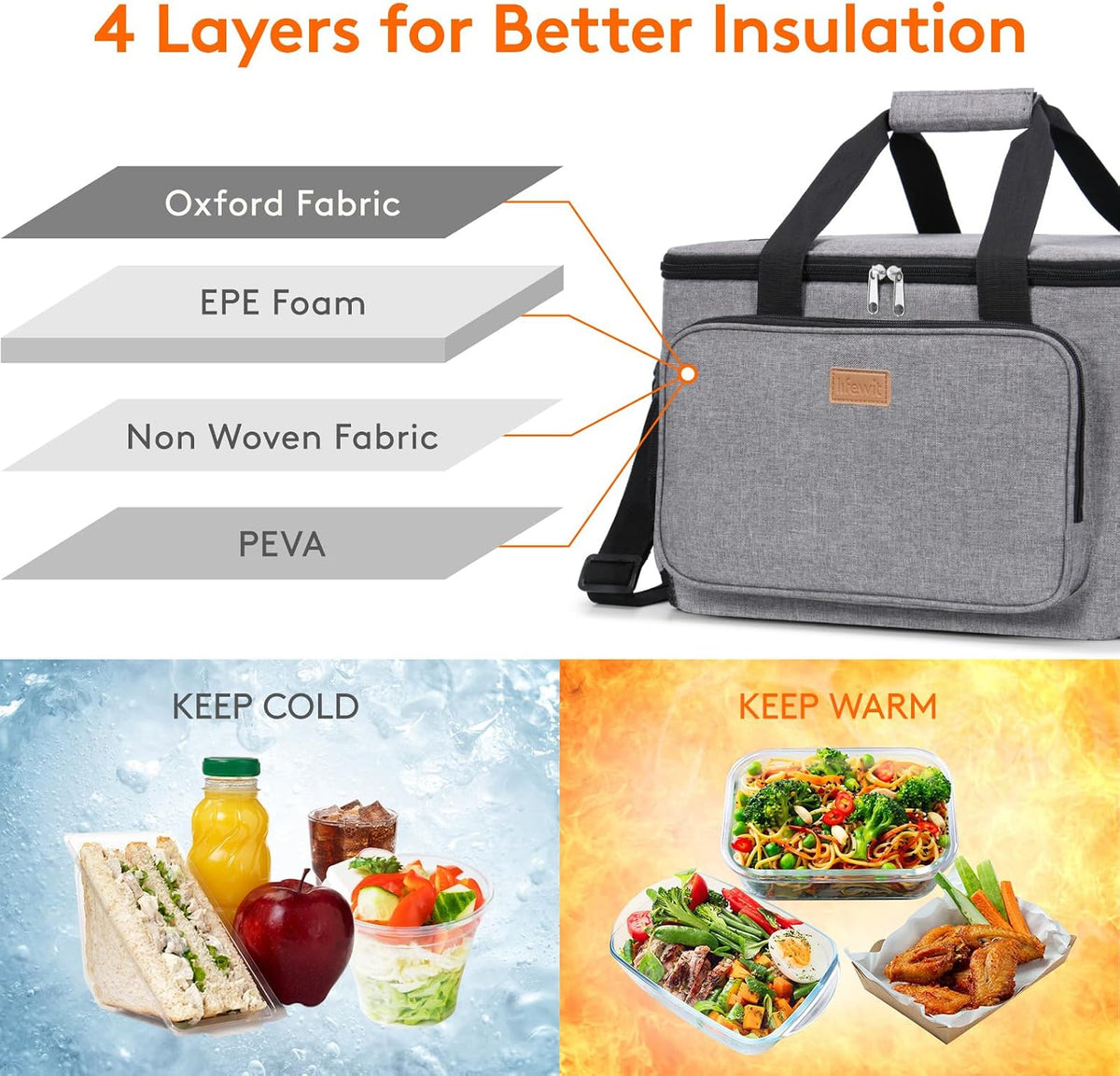 Medium Lunch Bag, Insulated Lunch Box, Soft Cooler Cooling Tote for Adult Men Women, Black 12-Can (9L)