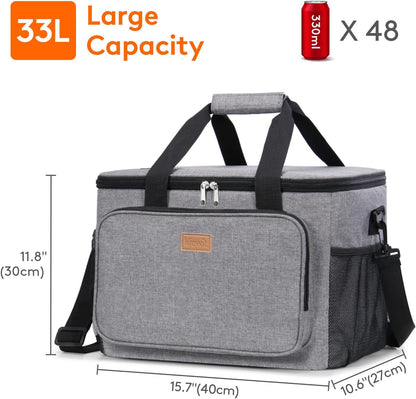 Medium Lunch Bag, Insulated Lunch Box, Soft Cooler Cooling Tote for Adult Men Women, Black 12-Can (9L)