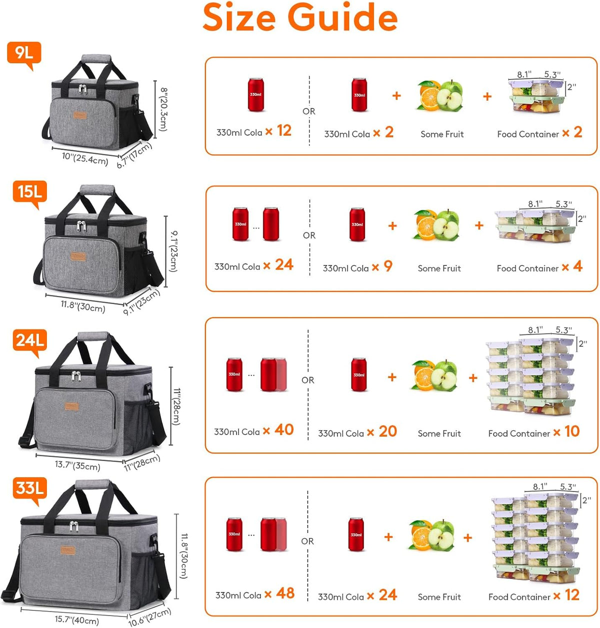 Medium Lunch Bag, Insulated Lunch Box, Soft Cooler Cooling Tote for Adult Men Women, Black 12-Can (9L)