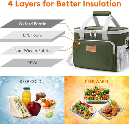 Medium Lunch Bag, Insulated Lunch Box, Soft Cooler Cooling Tote for Adult Men Women, Black 12-Can (9L)