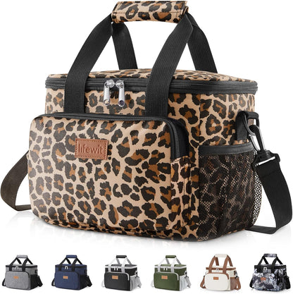 Medium Lunch Bag, Insulated Lunch Box, Soft Cooler Cooling Tote for Adult Men Women, Black 12-Can (9L)