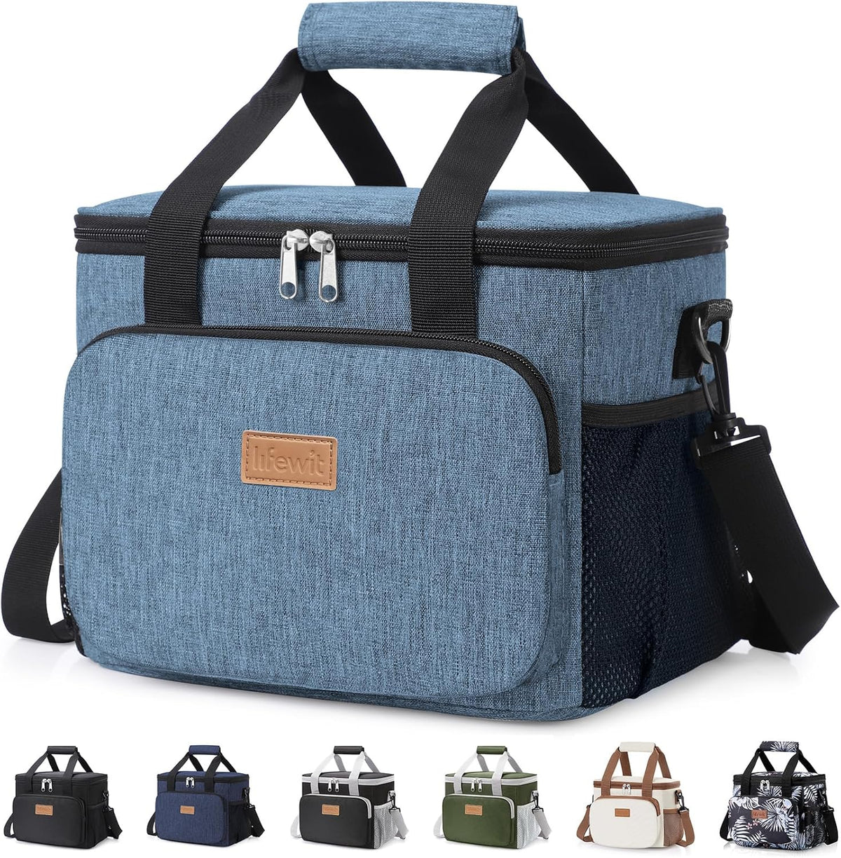 Medium Lunch Bag, Insulated Lunch Box, Soft Cooler Cooling Tote for Adult Men Women, Black 12-Can (9L)