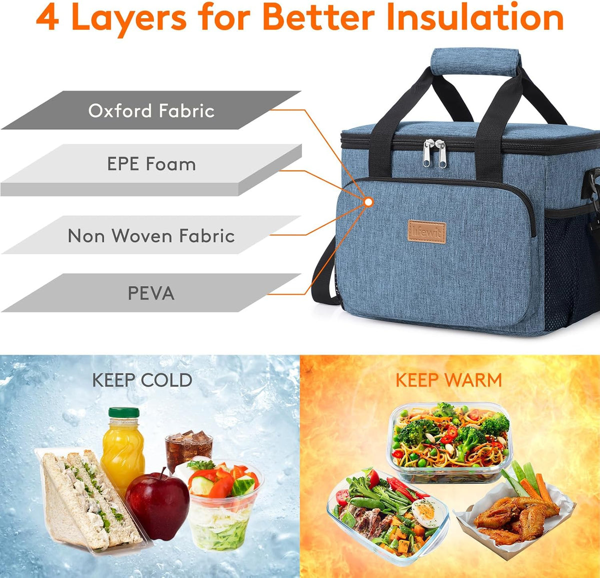 Medium Lunch Bag, Insulated Lunch Box, Soft Cooler Cooling Tote for Adult Men Women, Black 12-Can (9L)