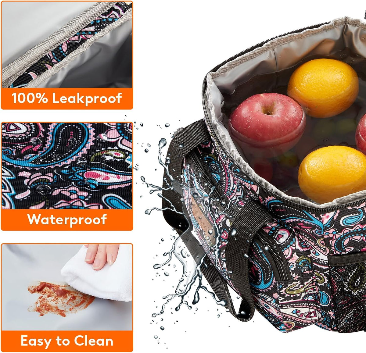 Medium Lunch Bag, Insulated Lunch Box, Soft Cooler Cooling Tote for Adult Men Women, Black 12-Can (9L)