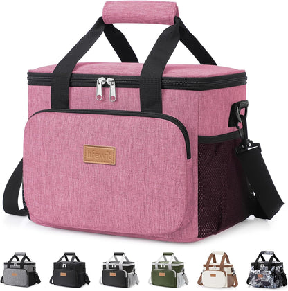 Medium Lunch Bag, Insulated Lunch Box, Soft Cooler Cooling Tote for Adult Men Women, Black 12-Can (9L)