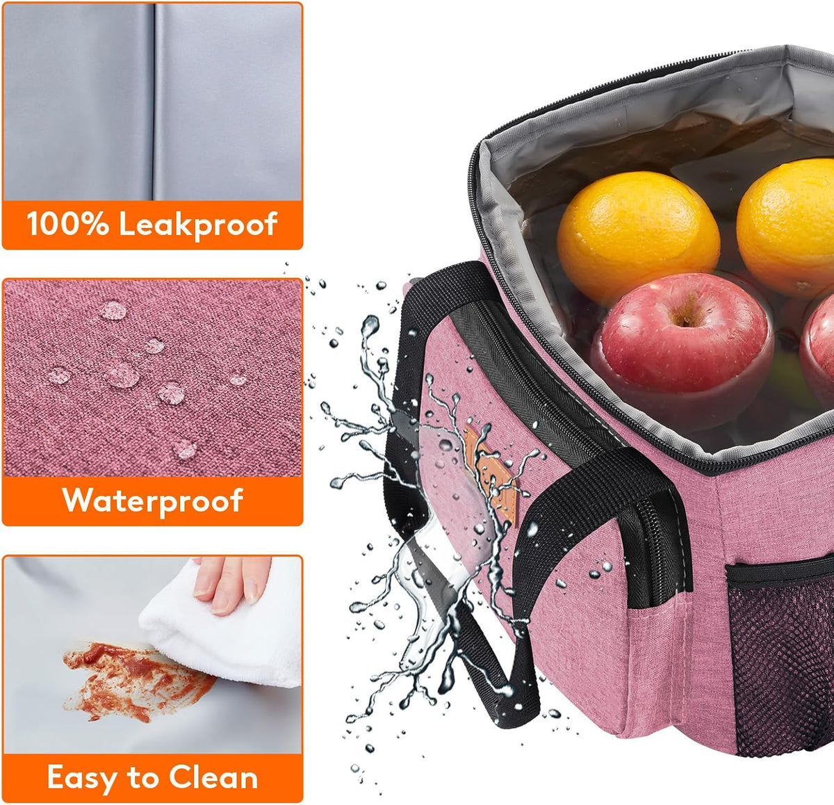 Medium Lunch Bag, Insulated Lunch Box, Soft Cooler Cooling Tote for Adult Men Women, Black 12-Can (9L)
