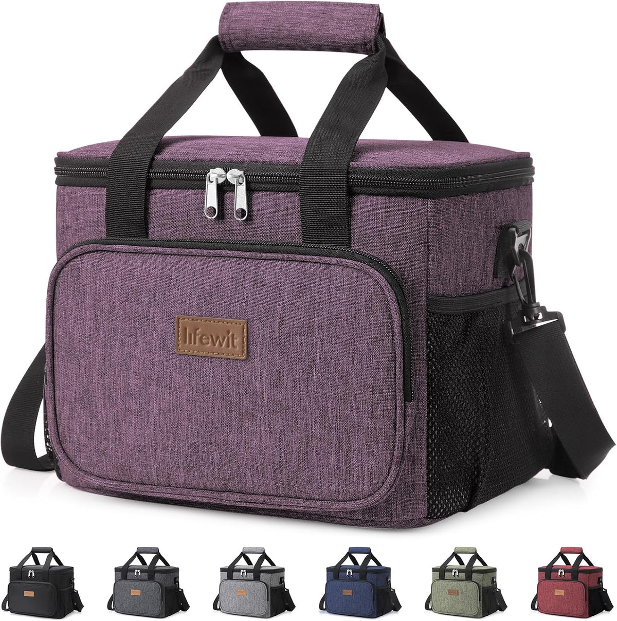 Medium Lunch Bag, Insulated Lunch Box, Soft Cooler Cooling Tote for Adult Men Women, Black 12-Can (9L)