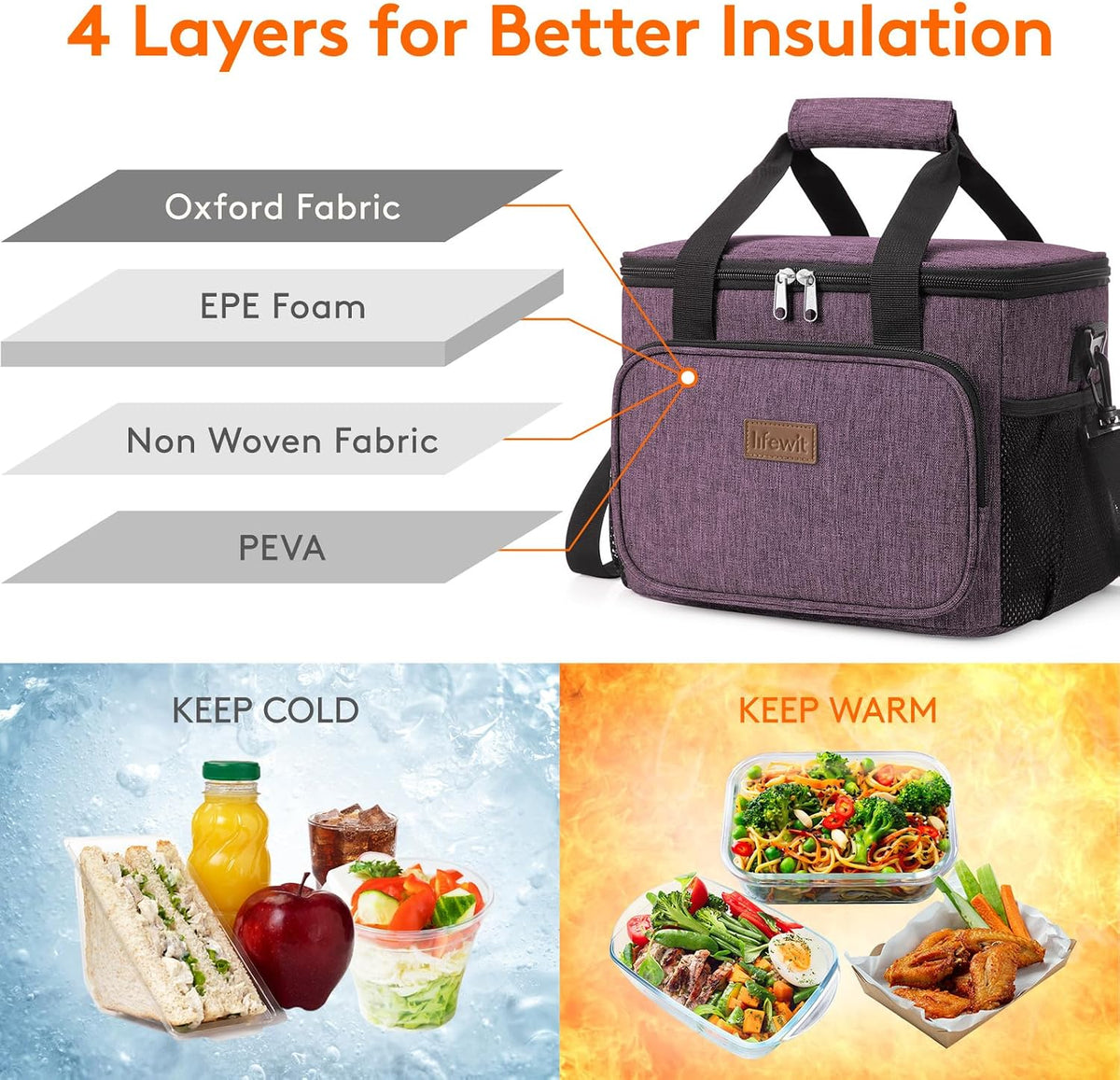 Medium Lunch Bag, Insulated Lunch Box, Soft Cooler Cooling Tote for Adult Men Women, Black 12-Can (9L)