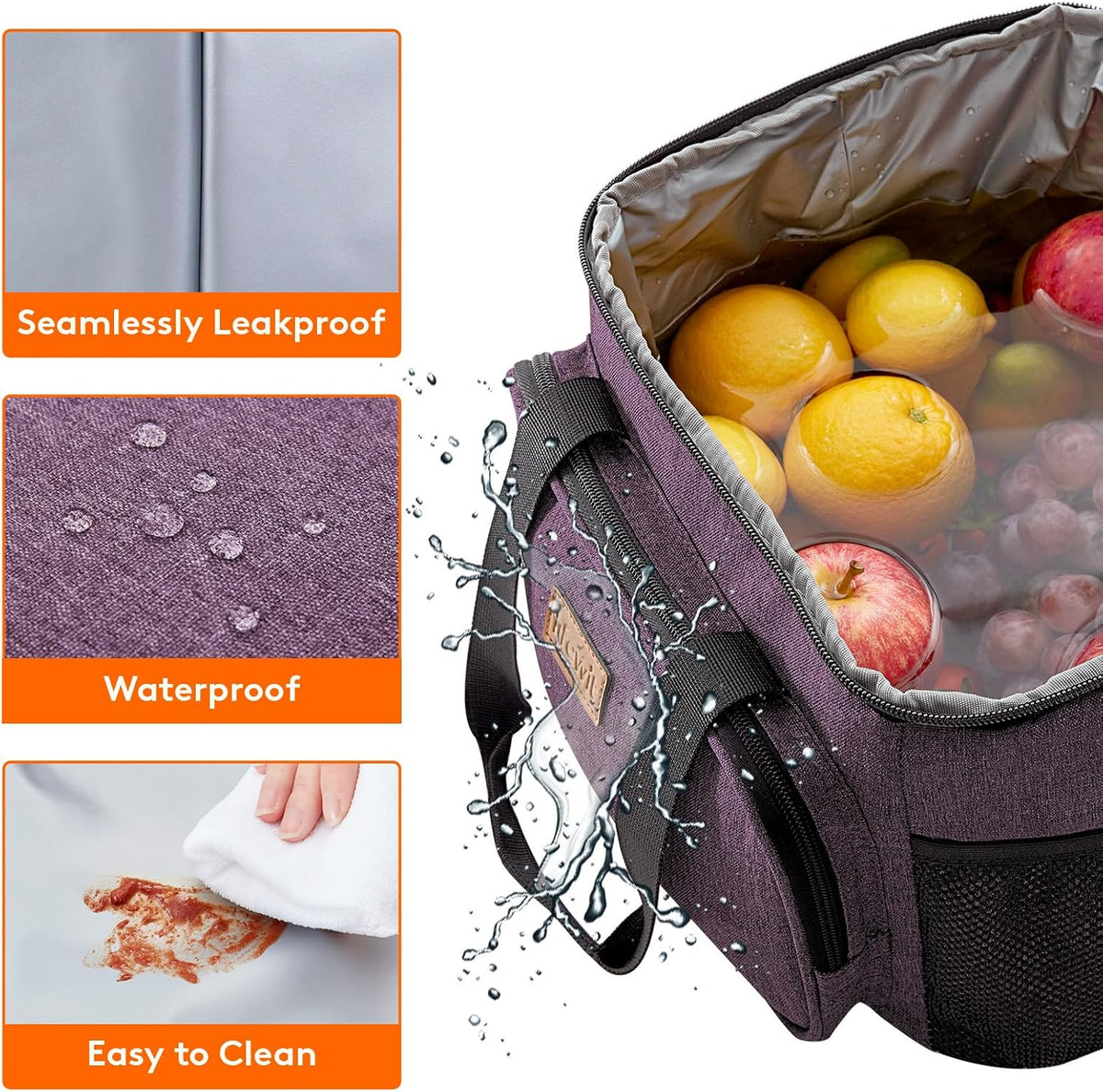 Medium Lunch Bag, Insulated Lunch Box, Soft Cooler Cooling Tote for Adult Men Women, Black 12-Can (9L)