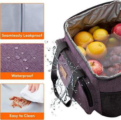 Medium Lunch Bag, Insulated Lunch Box, Soft Cooler Cooling Tote for Adult Men Women, Black 12-Can (9L)