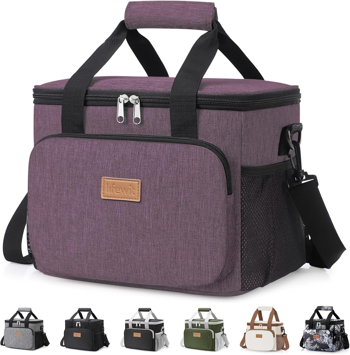 Medium Lunch Bag, Insulated Lunch Box, Soft Cooler Cooling Tote for Adult Men Women, Black 12-Can (9L)