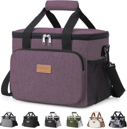 Medium Lunch Bag, Insulated Lunch Box, Soft Cooler Cooling Tote for Adult Men Women, Black 12-Can (9L)