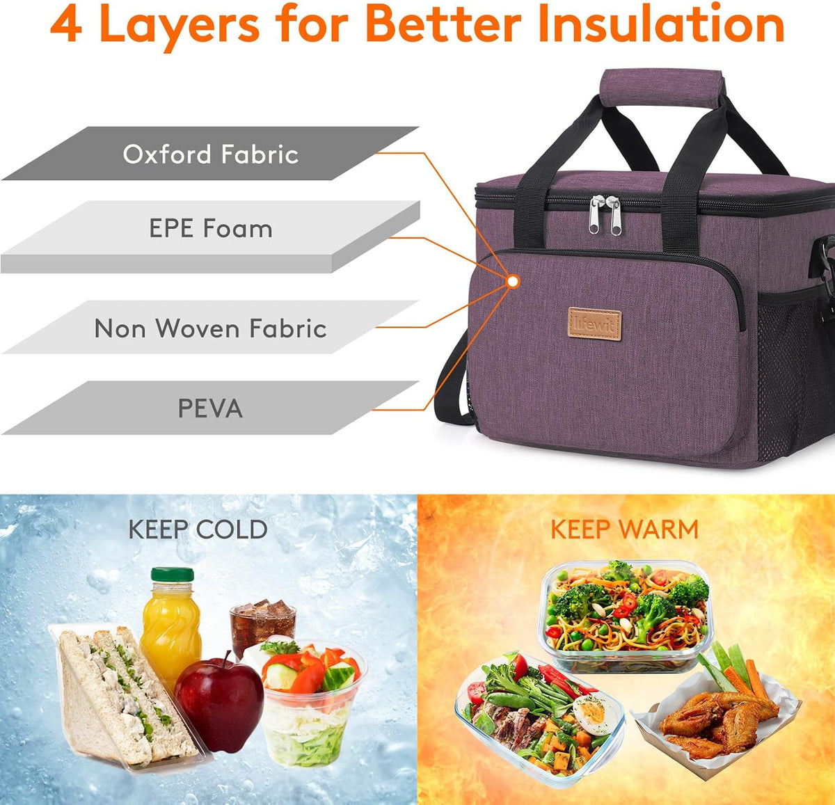 Medium Lunch Bag, Insulated Lunch Box, Soft Cooler Cooling Tote for Adult Men Women, Black 12-Can (9L)