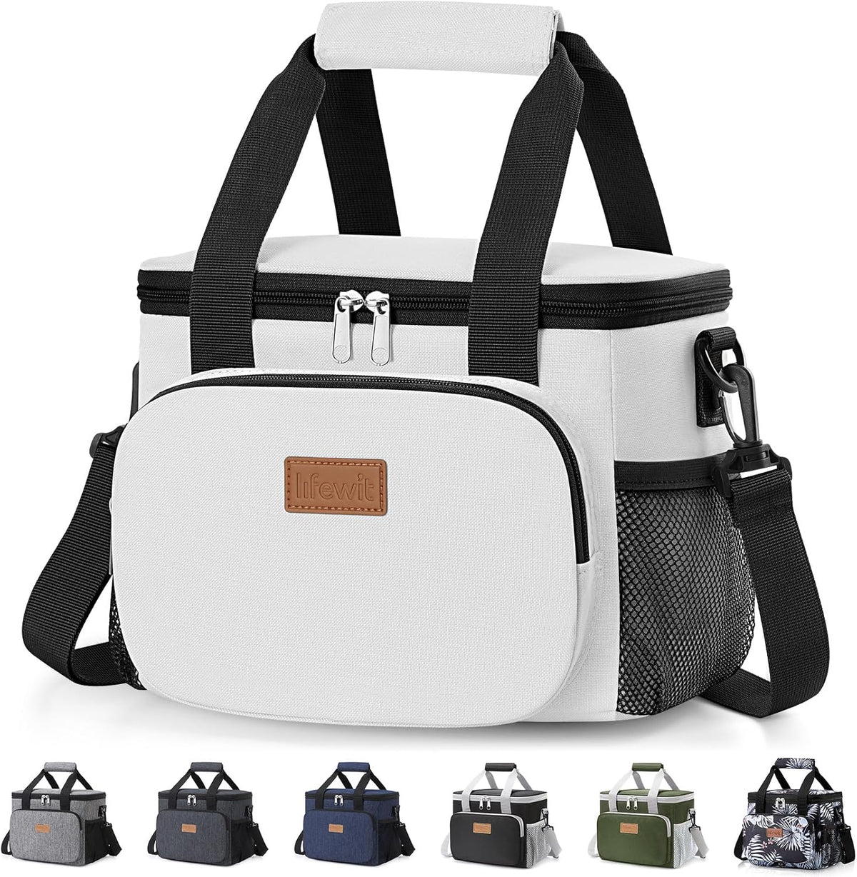 Medium Lunch Bag, Insulated Lunch Box, Soft Cooler Cooling Tote for Adult Men Women, Black 12-Can (9L)