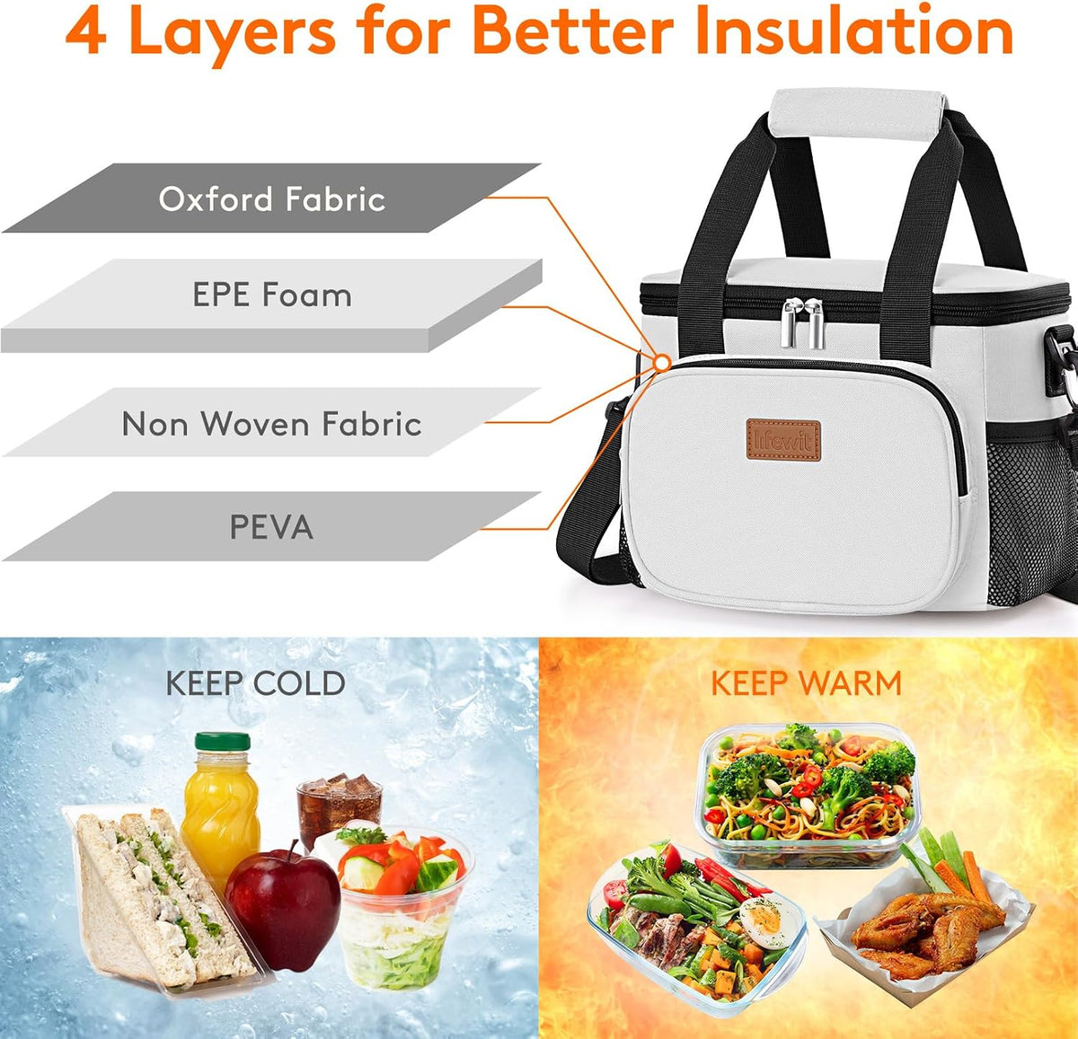 Medium Lunch Bag, Insulated Lunch Box, Soft Cooler Cooling Tote for Adult Men Women, Black 12-Can (9L)