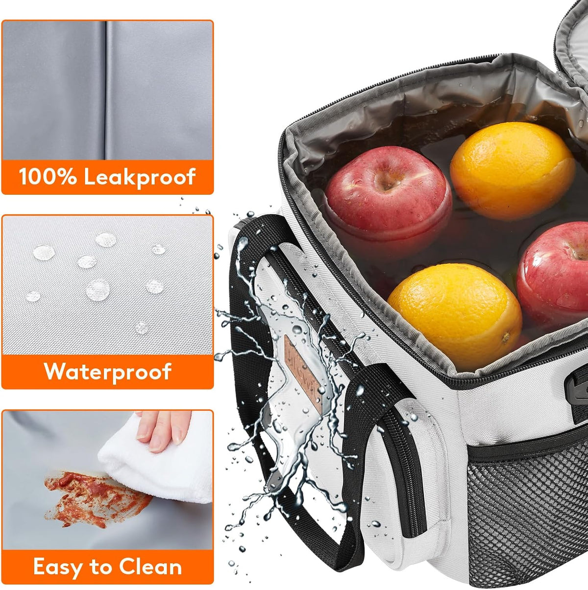 Medium Lunch Bag, Insulated Lunch Box, Soft Cooler Cooling Tote for Adult Men Women, Black 12-Can (9L)