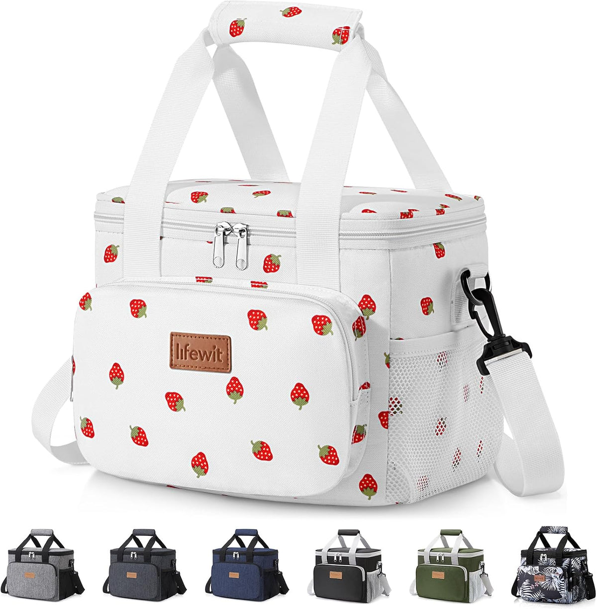 Medium Lunch Bag, Insulated Lunch Box, Soft Cooler Cooling Tote for Adult Men Women, Black 12-Can (9L)