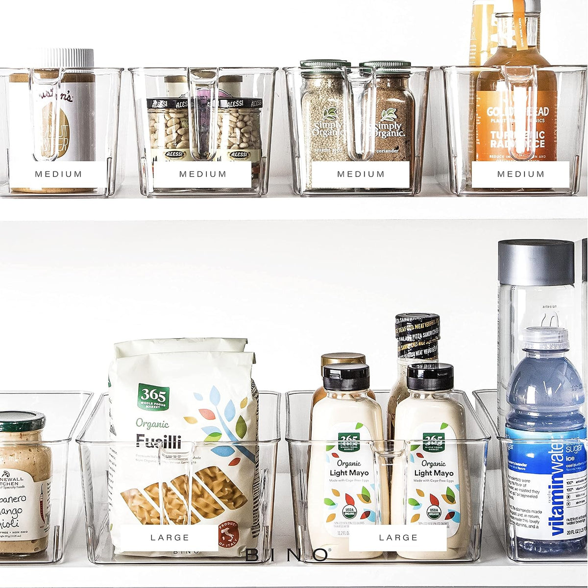 l Plastic Storage Bins l THE HOLDER COLLECTION l 2-Pack, Large Multi-Use Clear Containers for Organizing with Built-in Handles l Pantry Organization & Storage l Kitchen Organizer l Storage Bins