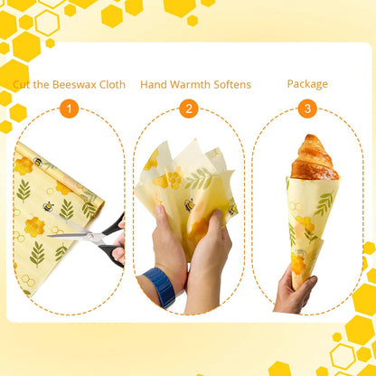 Reusable Beeswax Food Wrap Roll, 13x39 Inches Cut-to-Size Beeswax Paper for Bread, Sustainable Eco Friendly Cotton Food Storage Wraps for Cheese, Fruit, Veggies, Washable Plastic Free