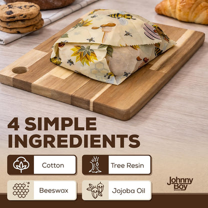 2 Pack - XL 19" x 19" - 5 Sq Ft - Beeswax Bread Wraps, Total 5 Sq Ft Coverage, Eco-Friendly Alternative to Plastic Wrap for Bread Storage, Bowls & Food Storage (Classic)