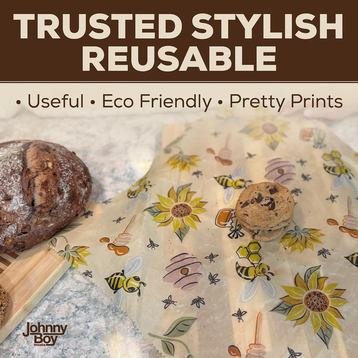 2 Pack - XL 19" x 19" - 5 Sq Ft - Beeswax Bread Wraps, Total 5 Sq Ft Coverage, Eco-Friendly Alternative to Plastic Wrap for Bread Storage, Bowls & Food Storage (Classic)