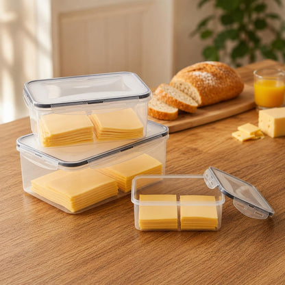 3 Pack Cheese Container for Refrigerator,Cream Cheese Slice Block Holder Airtight Lid,BPA-Free Lunch Meat Storage Container for Fridge,Dishwasher Safe,Shredded,Grated,Cheddar Cheeses Box