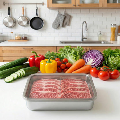 3 Pcs Ham and Cheese Container for Fridge, Airtight Stainless Steel Cheese Keeper for Refrigerator, Food Storage Container for Deli Meat, Sliced Cheeses & Bacon, with Lid (Kitchen & Pantry)