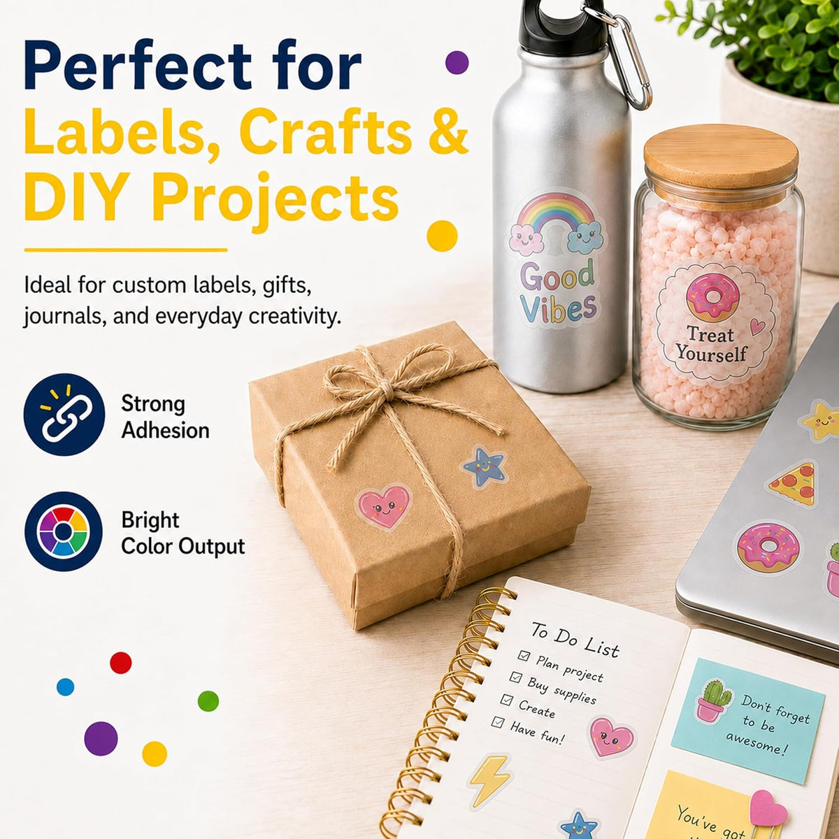 30 Sheets Printable Clear Sticker Paper for Inkjet Printer, Premium Vinyl Transparent Sticker Paper Waterproof, Dries Quickly, Vivid Colors, 8.5x11" Labels Great for Cutting Machines