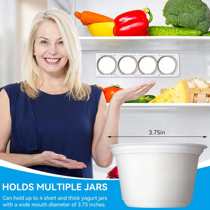 Yogurt Organizer for Fridge, Yogurt Holder for Refrigerator Yogurt Fridge Slider Peel and Stick Slider Shelf for 4 Yogurts of 3.75 Inch, 1 Pc