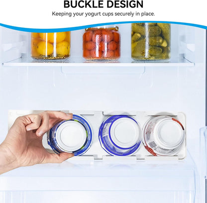 Yogurt Organizer for Fridge, Yogurt Holder for Refrigerator Yogurt Fridge Slider Peel and Stick Slider Shelf for 4 Yogurts of 3.75 Inch, 1 Pc