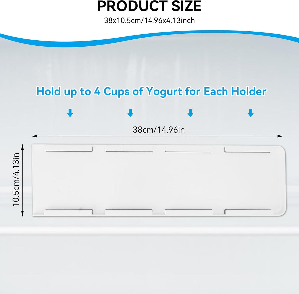 Yogurt Organizer for Fridge, Yogurt Holder for Refrigerator Yogurt Fridge Slider Peel and Stick Slider Shelf for 4 Yogurts of 3.75 Inch, 1 Pc