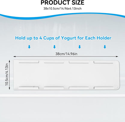 Yogurt Organizer for Fridge, Yogurt Holder for Refrigerator Yogurt Fridge Slider Peel and Stick Slider Shelf for 4 Yogurts of 3.75 Inch, 1 Pc
