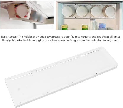 Yogurt Organizer for Fridge, Yogurt Holder for Refrigerator Yogurt Fridge Slider Peel and Stick Slider Shelf for 4 Yogurts of 3.75 Inch, 1 Pc