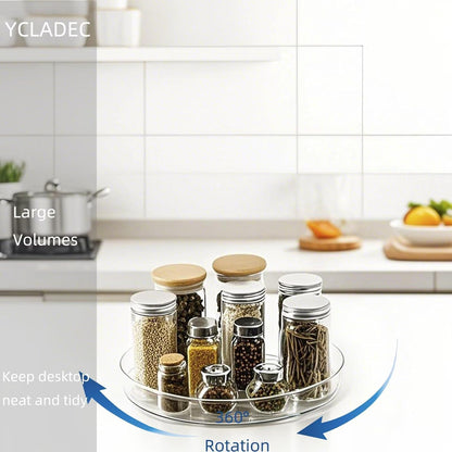Lazy Susan 11.5" Inch Turntable Organizer Organization Storage Container Bins Spice Rack Cabinet Rotating Condiment for Pantry Countertop Kitchen Vanity Bathroom Jewelry Holder Clear
