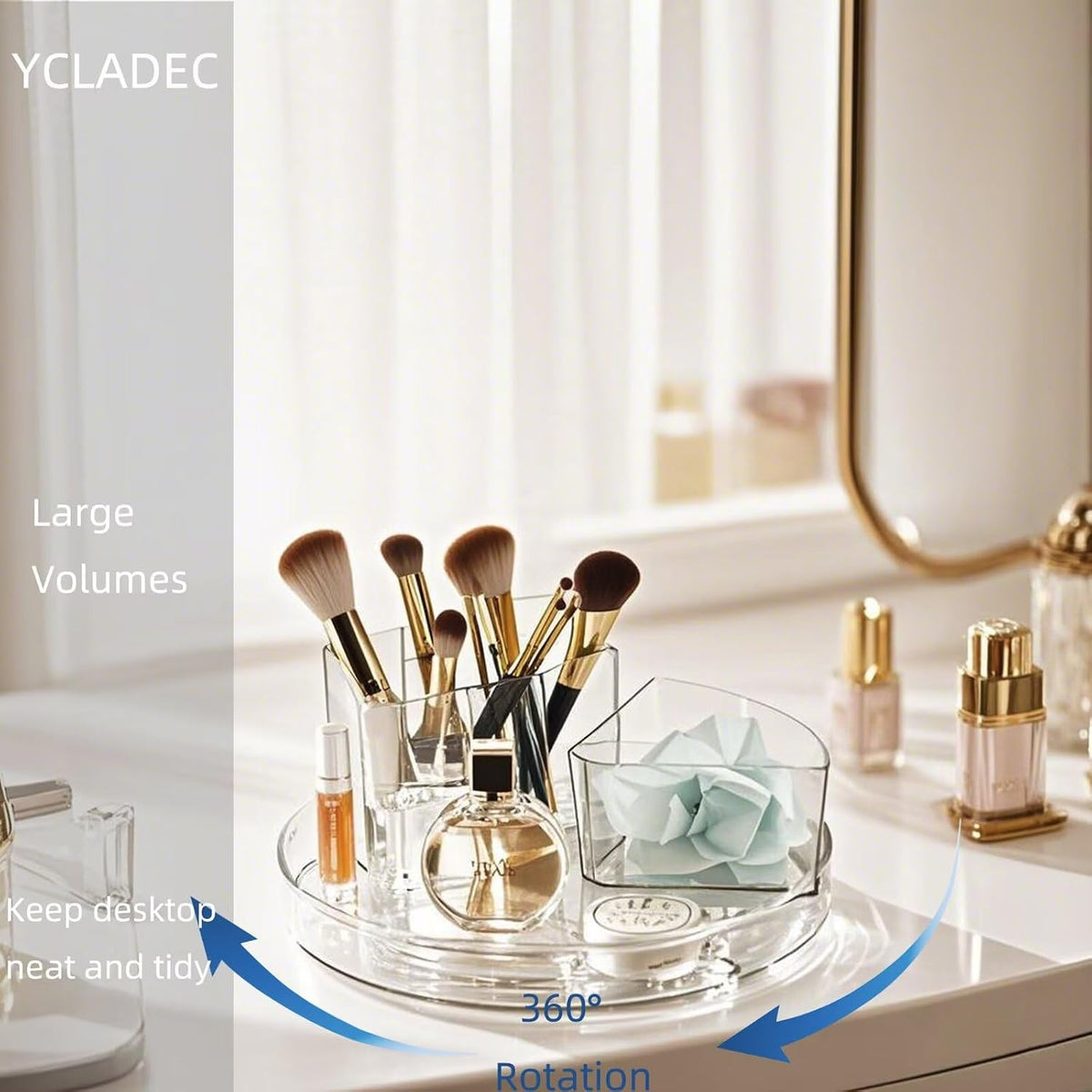 Lazy Susan 11.5" Inch Turntable Organizer Organization Storage Container Bins Spice Rack Cabinet Rotating Condiment for Pantry Countertop Kitchen Vanity Bathroom Jewelry Holder Clear