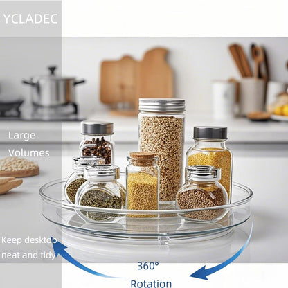 Lazy Susan 11.5" Inch Turntable Organizer Organization Storage Container Bins Spice Rack Cabinet Rotating Condiment for Pantry Countertop Kitchen Vanity Bathroom Jewelry Holder Clear
