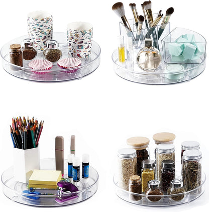 Lazy Susan 11.5" Inch Turntable Organizer Organization Storage Container Bins Spice Rack Cabinet Rotating Condiment for Pantry Countertop Kitchen Vanity Bathroom Jewelry Holder Clear