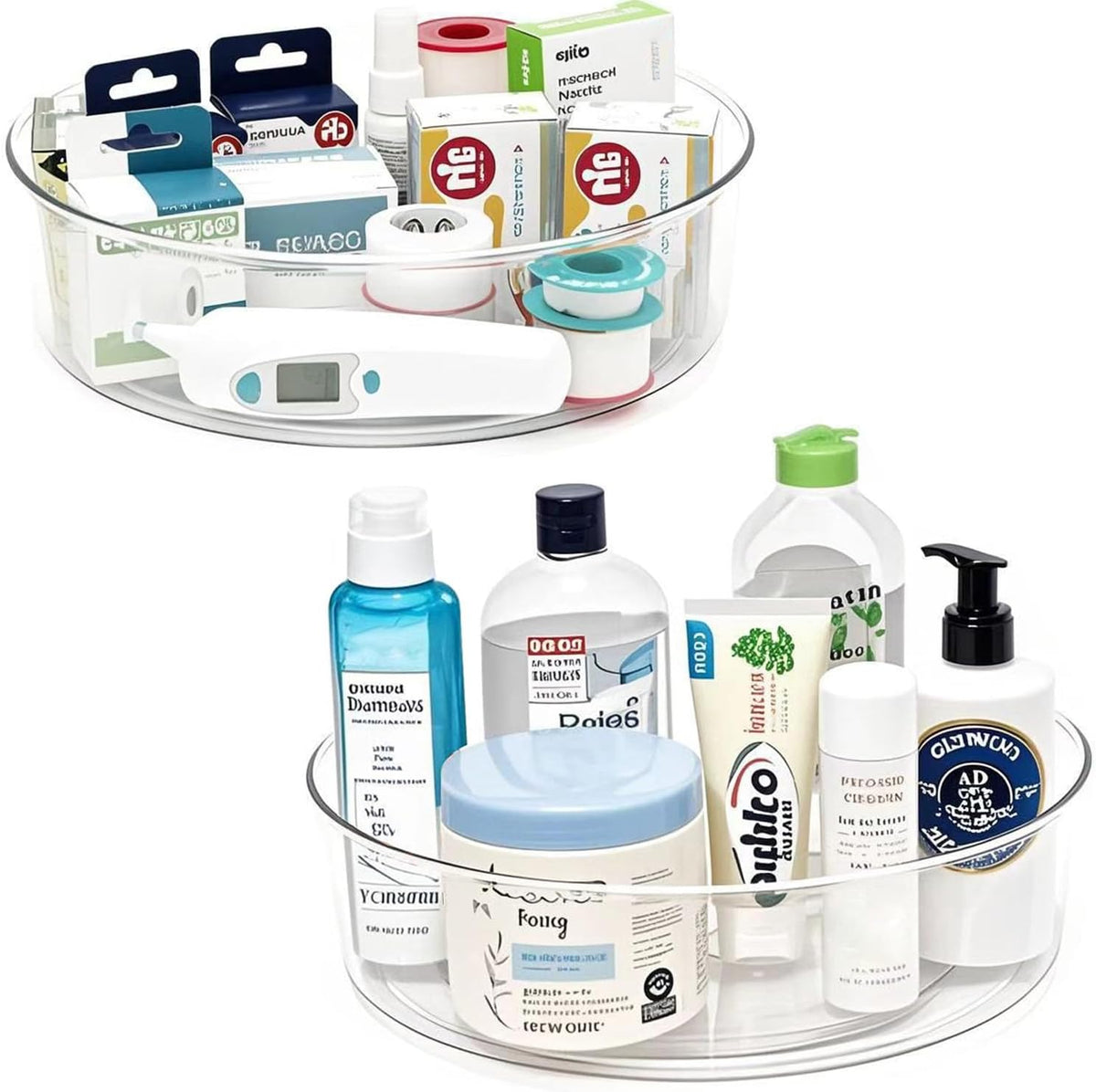 Lazy Susan 11.5" Inch Turntable Organizer Organization Storage Container Bins Spice Rack Cabinet Rotating Condiment for Pantry Countertop Kitchen Vanity Bathroom Jewelry Holder Clear