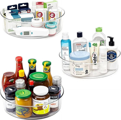 Lazy Susan 11.5" Inch Turntable Organizer Organization Storage Container Bins Spice Rack Cabinet Rotating Condiment for Pantry Countertop Kitchen Vanity Bathroom Jewelry Holder Clear