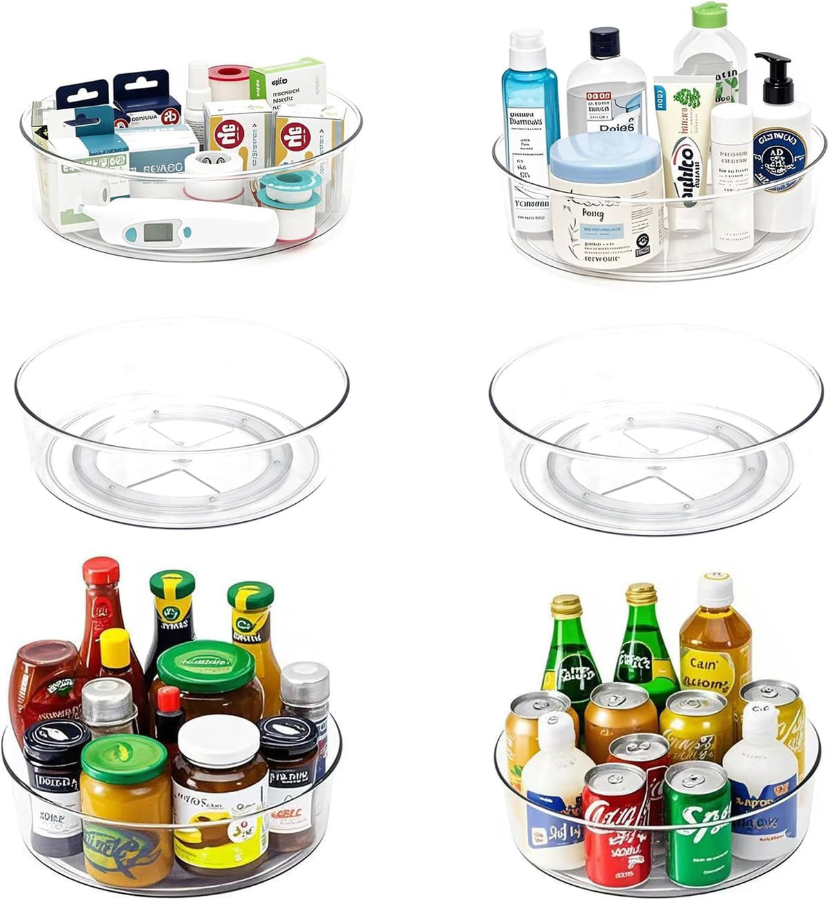 Lazy Susan 11.5" Inch Turntable Organizer Organization Storage Container Bins Spice Rack Cabinet Rotating Condiment for Pantry Countertop Kitchen Vanity Bathroom Jewelry Holder Clear