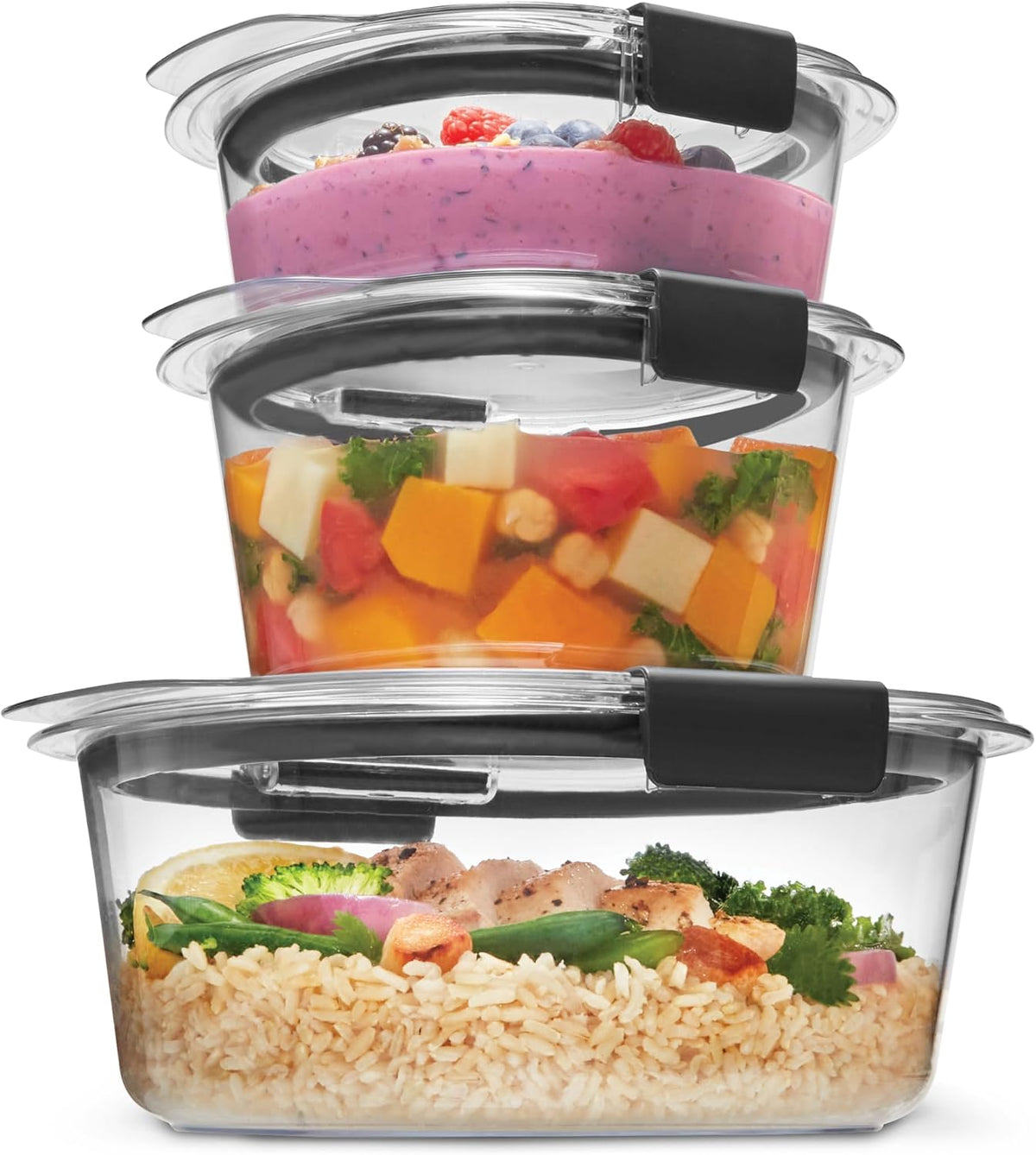 Brilliance Food Storage Containers, Set of 5, BPA-Free, Leak-Proof, Clear
